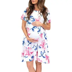 Новое платье для беременных, большие размеры, для кормящих детей, для грудного вскармливания, для беременных, с цветочным узором, для мам
