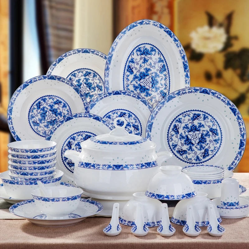 Jingdezhen Bone china geschirr sets porzellan schüssel gerichte set home einfache Chinesische Jingdezhen Bone china geschirr sets porzellan schüssel gerichte set home einfache Chinesische