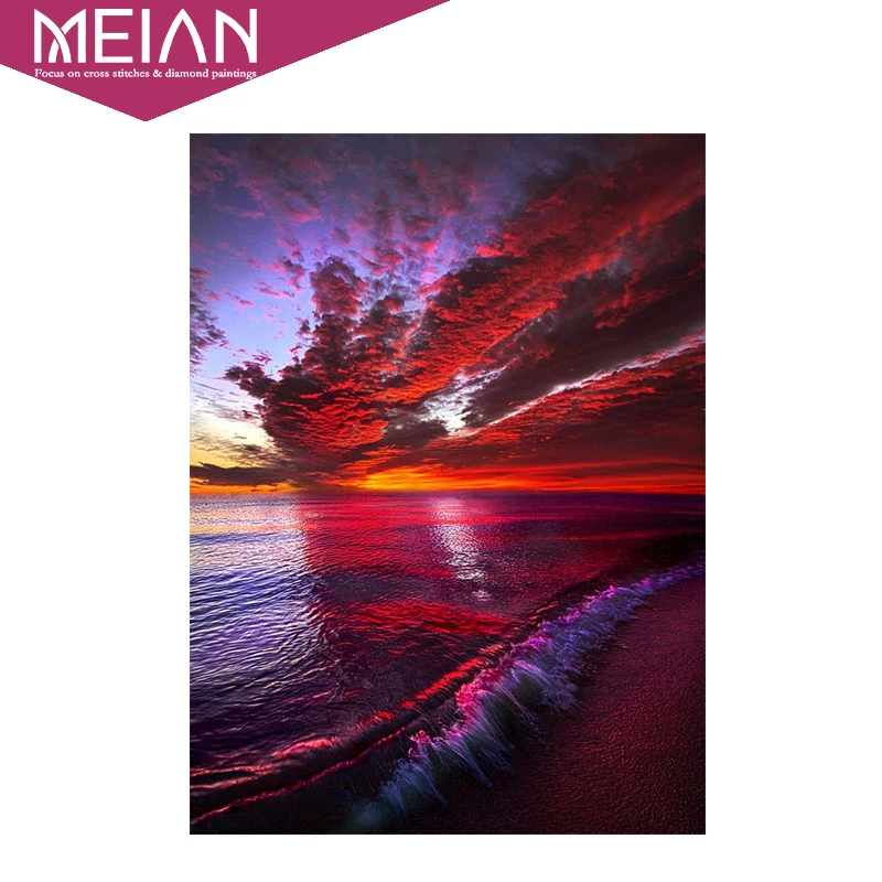 

Meian 5D DIY Diamond Painting scenic sea Diamond Embroidery 3D Cross Stitch Diamond Mosaic Home Decoration Christmas Gift