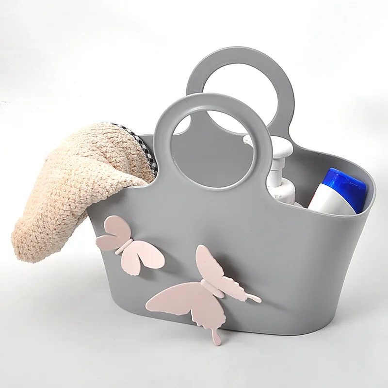 

Large Plastic Bath Basket Bathroom Butterfly Shopping Basket Living Room Wash Bath Storage Basket Fruit Organizer Laundry Basket