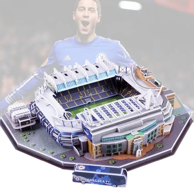 Классические пазлы модели 3D Великобритания Стэмфорд мост Великобритания RU соревнования футбольные игры стадионы DIY кирпичные игрушки масштабные наборы бумаги - Цвет: Have original box