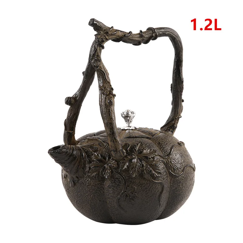 

Cast Iron Tea Pot Set Japanese Teapot Tetsubin Kettle Drinkware KungFu Tools Stainless Steel Strainer Pumpkin Tea Kettle 1.2L