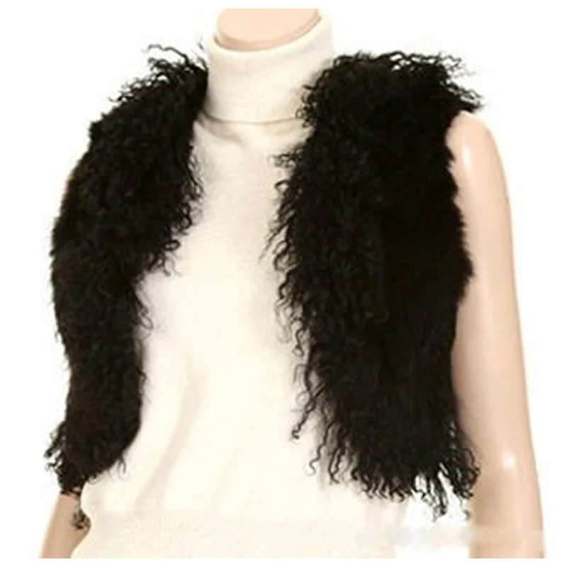 

CX-G-B-191new Real natural fur Wool women winter vests mongolian lamb fur vest sleeveless garment vests/jacket short fur coat