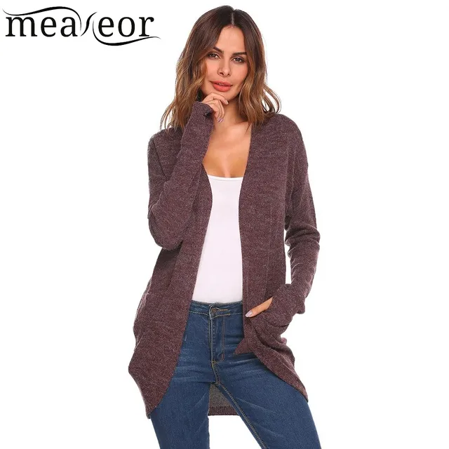 Meaneor 2018 Autumn Fashion Women Cardigan Sweater Thumb Hole Long