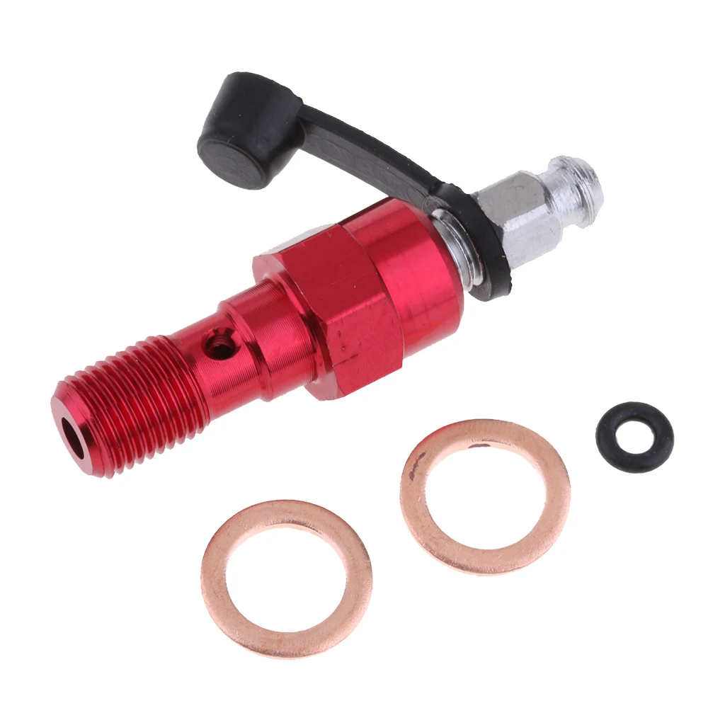 Universal M10 Single Banjo Bolt Thread Bleeder Nipple Washers 1.0mm Red