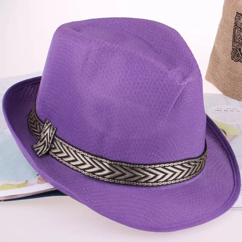 purple gangster hat