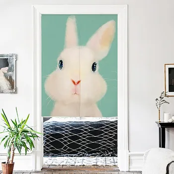 

Japanese Noren Doorway Curtain Wall Hanging Tapestry Screens & Room Dividers Printed Cute Animal Pattern on Cotton Linen
