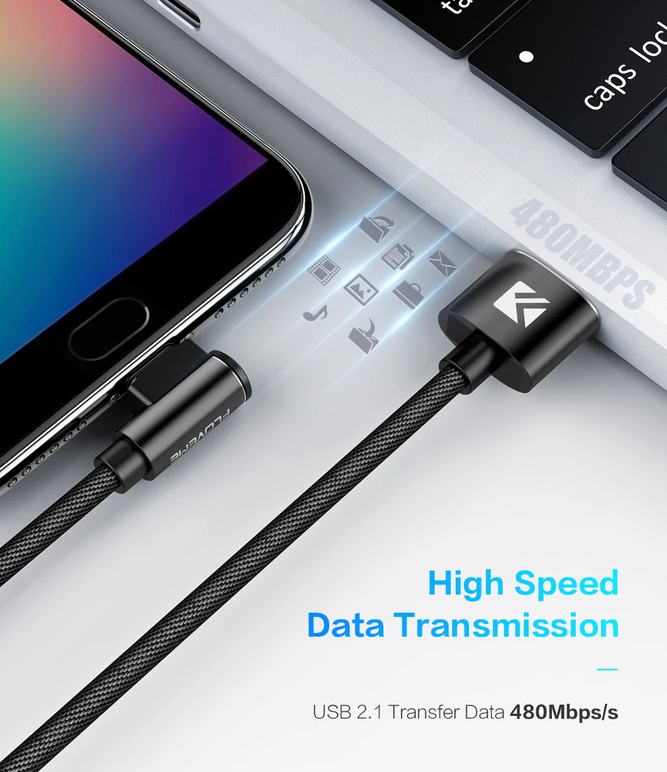 FLOVEME 90 градусов usb type C кабель для Xiaomi Pocophone f1 2.4A 1 м кабель для быстрой зарядки синхронизации данных зарядное устройство для телефона type-C кабель Шнур