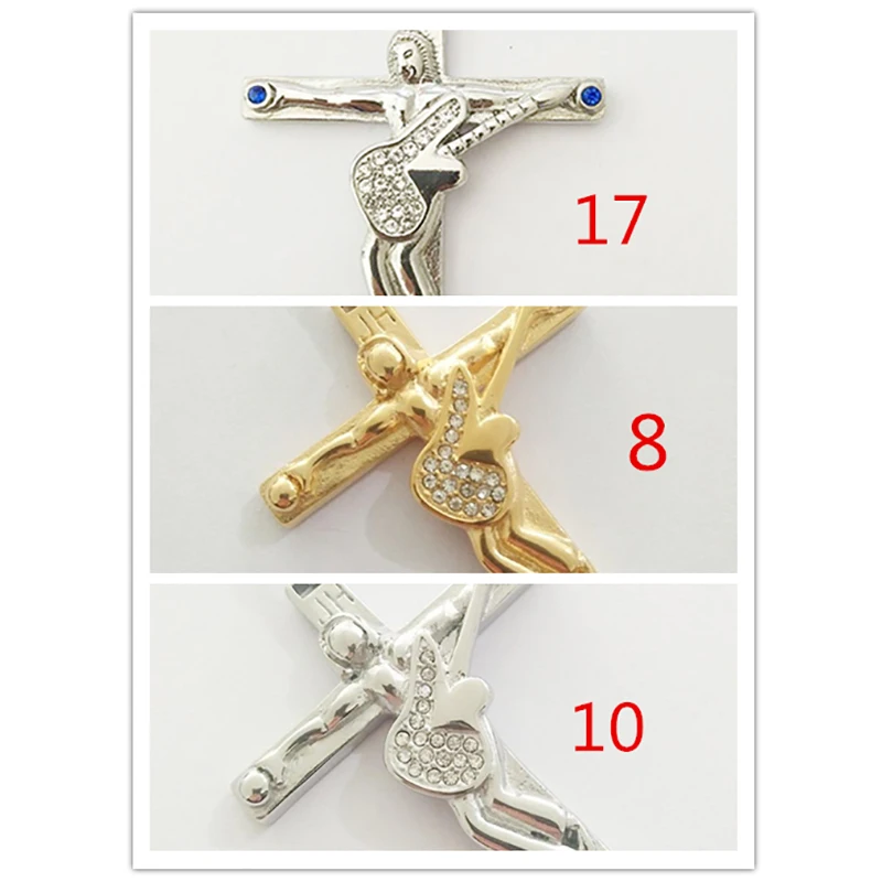 

guitar cross pendant necklace men jewelry 316 stainless steel floating locket charms Christian Crucifix