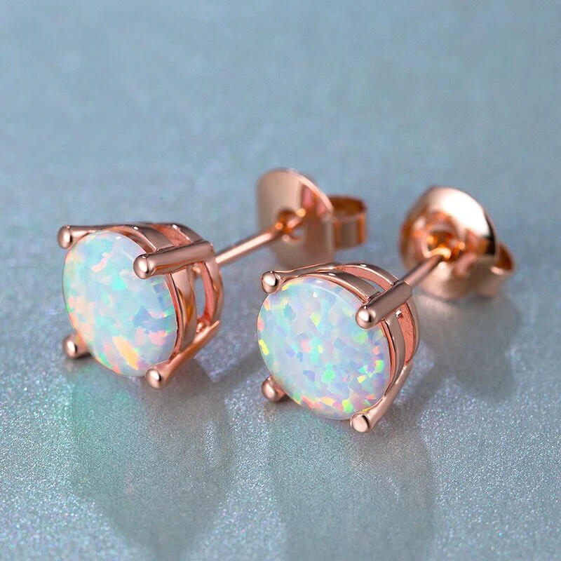New 6mm Opal Studs Earrings 18E0014in Stud Earrings from Jewelry