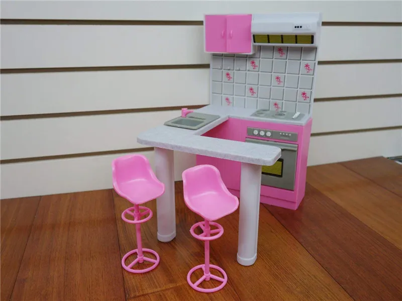 Мебель для Барби миниатюрный кухонный игровой набор с 2 барными стульями 1/6 кукольные аксессуары для куклы-монстры детские игрушки