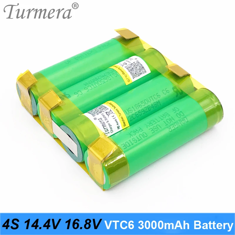 Аккумулятор Turmera 18650 hg2 3000mAh vtc6 ncr18650b 3400mah аккумулятор для 3s 12,6 v 4S 16,8 v отвертка аккумуляторная батарея Настройка n9