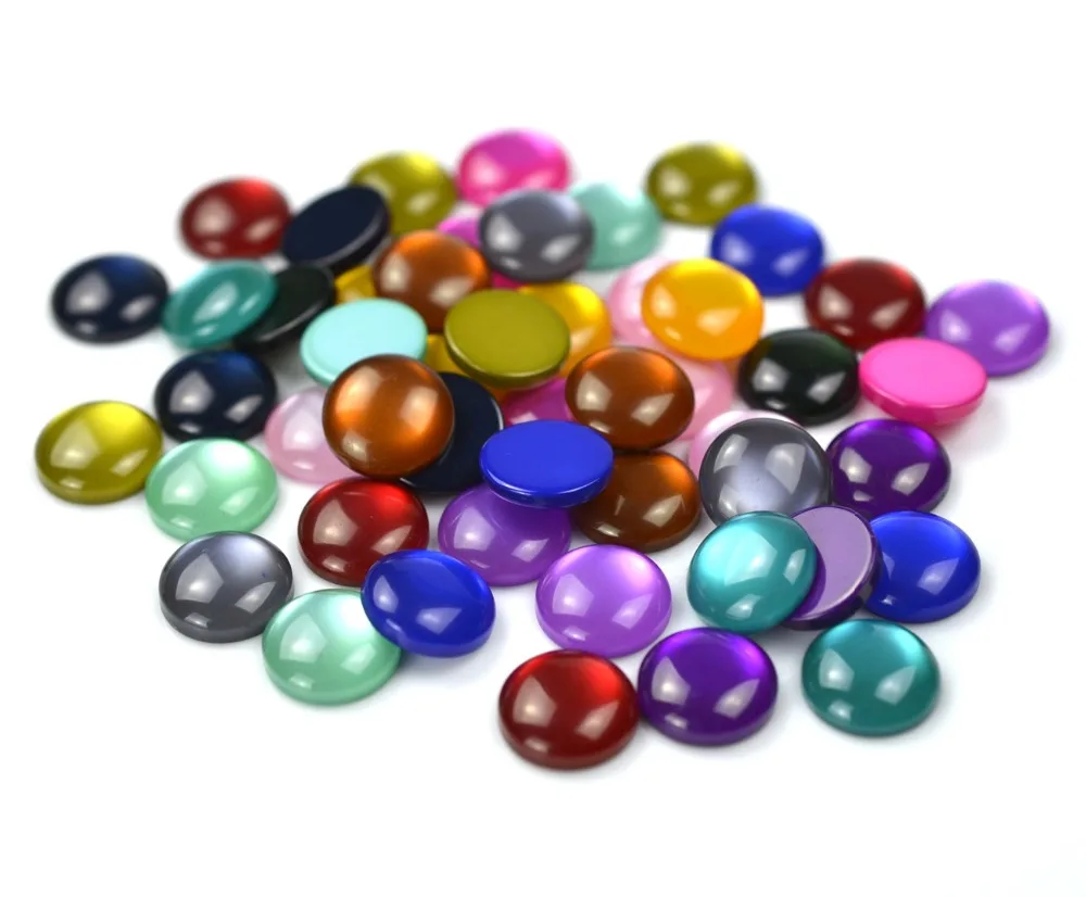 

40pcs 12mm Mixed Colors Cat's eye Series Flat back Resin Cabochons Cameo Fit Base Earring Setting for Jewelry Findings