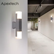 Apextech открытый светодиодный настенный светильник вверх и вниз алюминий+ Кристалл Акрил водонепроницаемый садовый светильник 5 Вт 10 Вт веранда крыльцо освещение для внутреннего двора