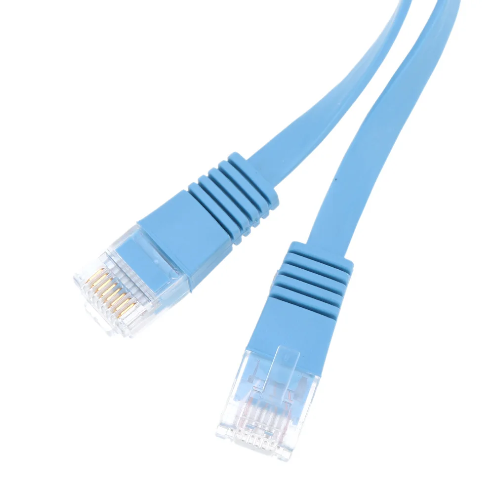Высококачественный синий высокоскоростной плоский кабель RJ45 30 м/98 42 фута Cat6 Ethernet
