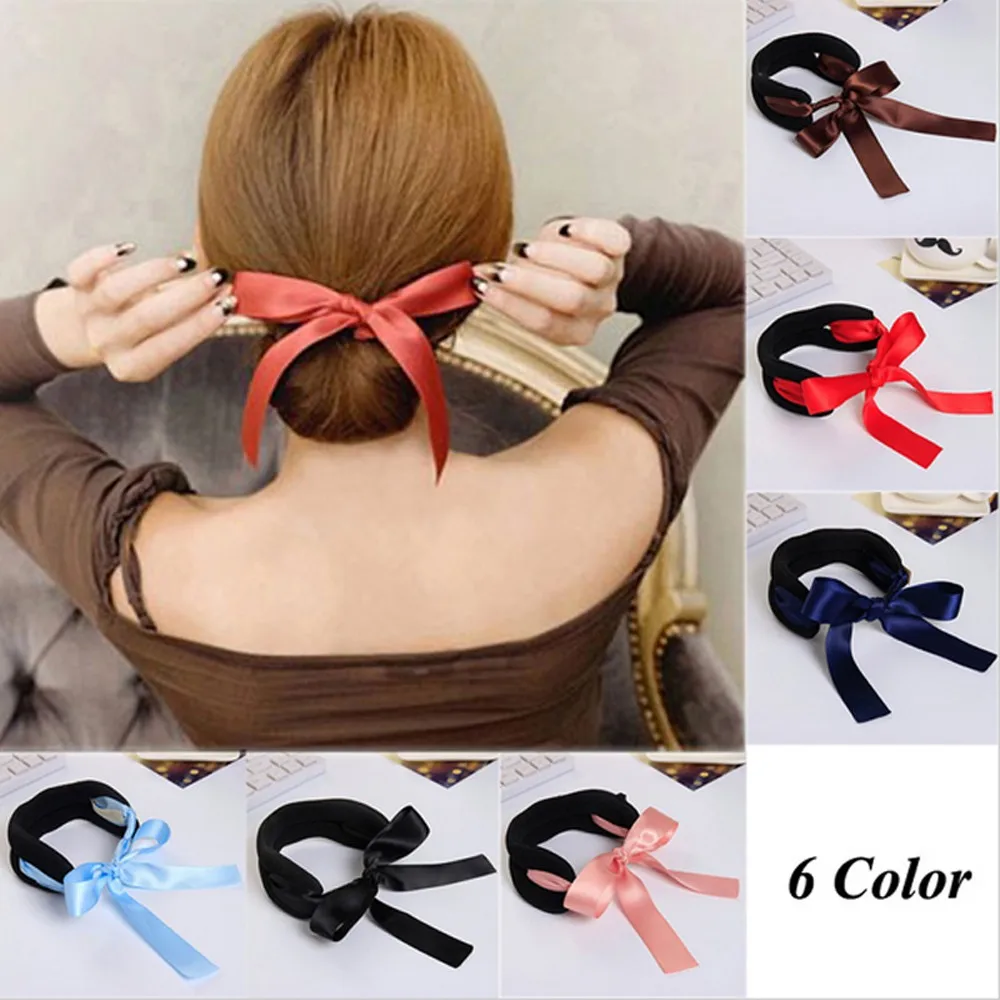 

1 PCS Women Magic Tools Foam Sponge Device Quick Messy Donut Bun Hairstyle Girl Hair Bows Band Accessories Silk Headband
