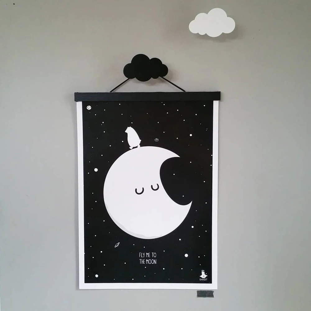 Nordic Style Cartoon Cloud Kids Room Wooden Stickers Wall Hanging Hook Home Decor Wall Decoration Crafts hanger key holder wall 4