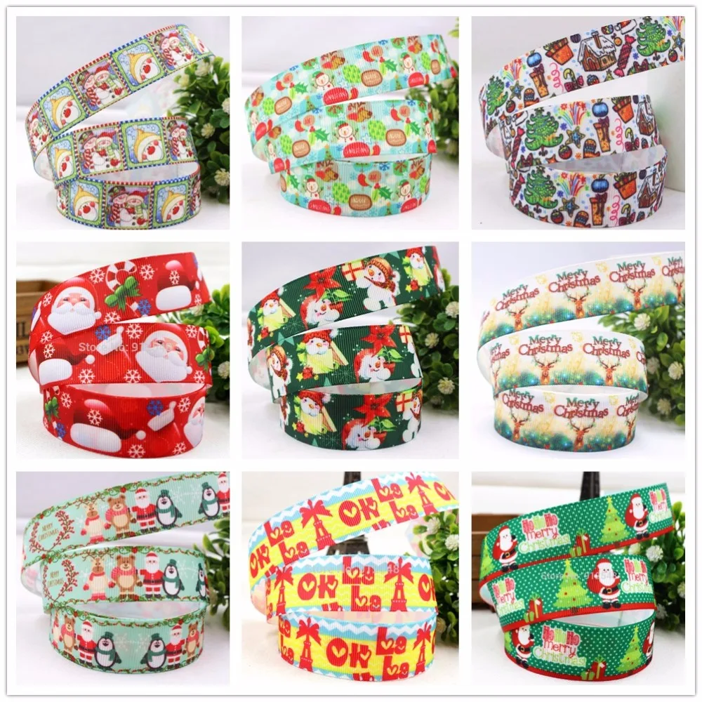 

1472023 ,25mm 10 yards Cartoon Christmas Series printed grosgrain ribbon,Clothing accessories,DIY jewelry wedding package