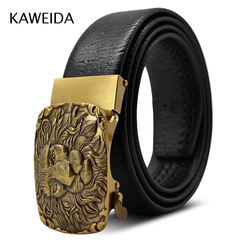 

KWD Designer Belts for Men's 2019 Luxury Lion Automatic Buckle Famous Belt Brand Genuine Leather Kemer for Jeans Riem Cinto