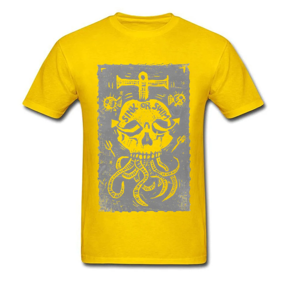 2018 Hot Sale Sink Or Swim Casual T Shirt Crew Neck All Cotton Male Tops Shirt Short Sleeve Summer Fall Casual Tee-Shirt Sink Or Swim yellow
