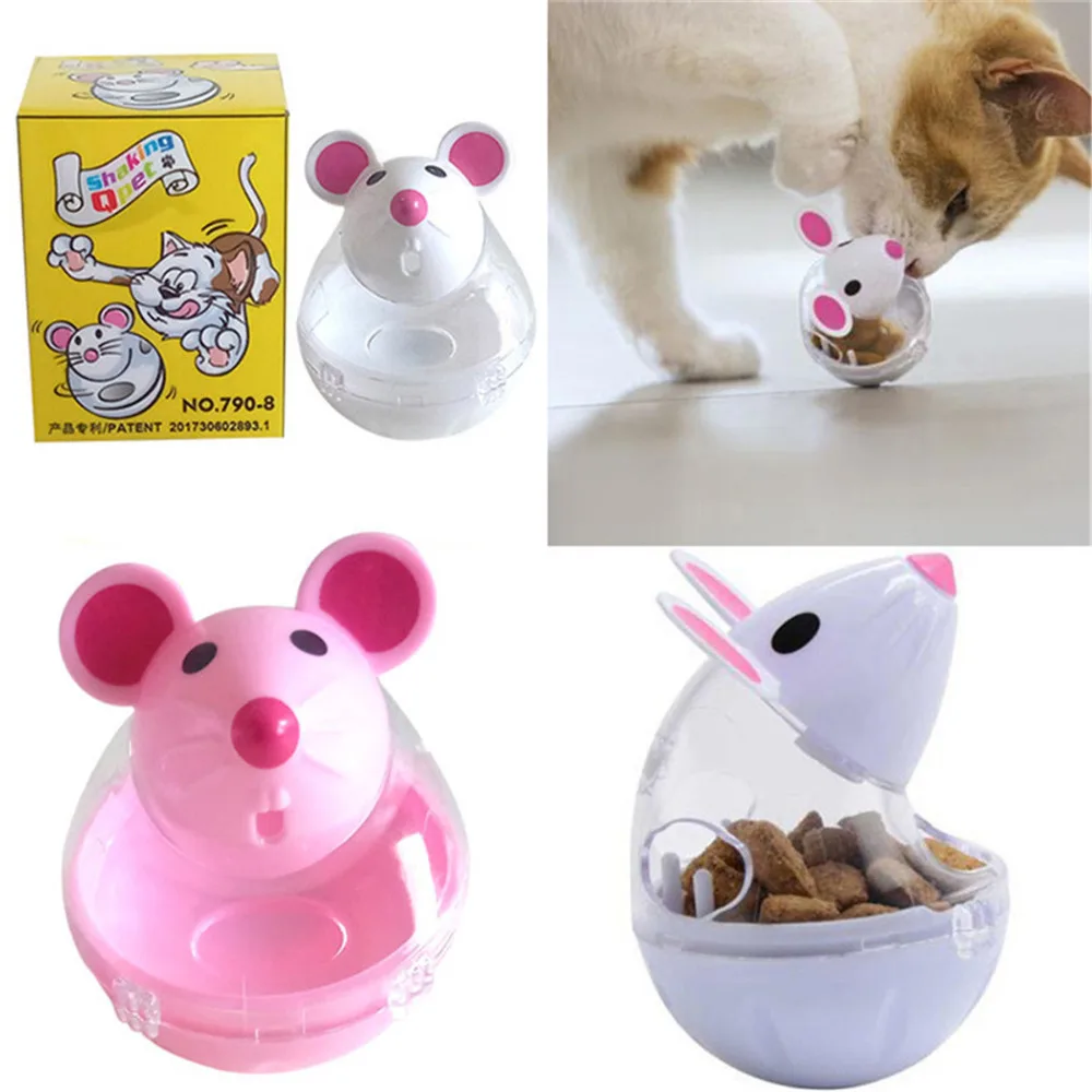 

Interactive Mouse Shape Pet Cat Toy Tumbler Leakage Food Container Ball Toys Feeder Dispenser IQ Cats Training Playing Prodcuts
