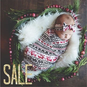 

Xmas Baby Unisex Deer Blanket 2Pcs Christmas Newborn Baby Bebes Bedding Cotton Swaddle Blanket Wrap 2017 New Infant Sleeping Bag