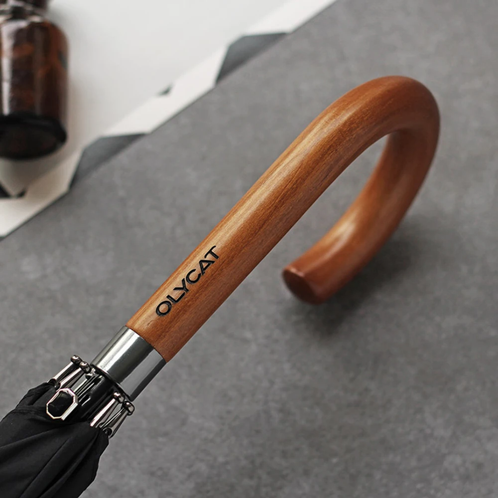 OLYCAT Brand Long Umbrella Japanese Wooden Handle Semi Automatic Large