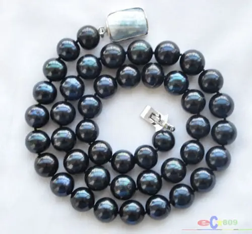 

Hot selling free shipping****** A++ 20" 12mm BLACK WHITE FRESHWATER PEARL NECKLACE MABE