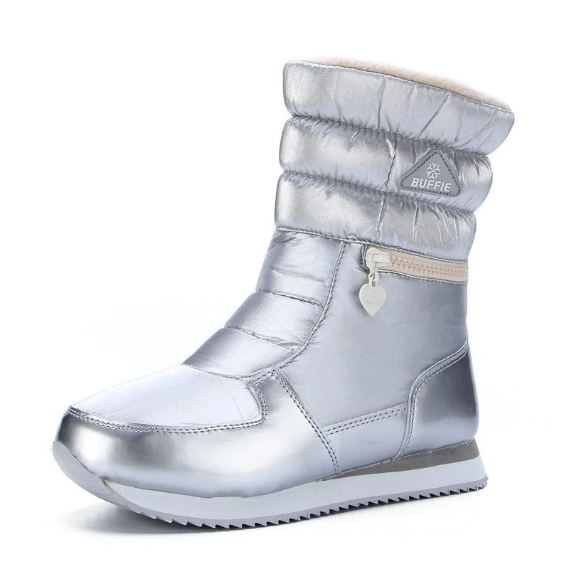 Winter Boots Women Ladys Warm Shoes Snow Boot Inside Mixed Natural Wool Solid Color White Buffie Nice Looking Free Shipping - Цвет: M025silver