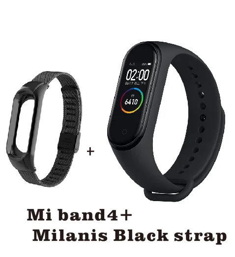 Новейший Xiaomi mi-браслет 4 смарт-браслет mi Band 4 фитнес-браслет 135 мАч цветной экран Bluetooth 5,0 - Цвет: Add Milanis strap