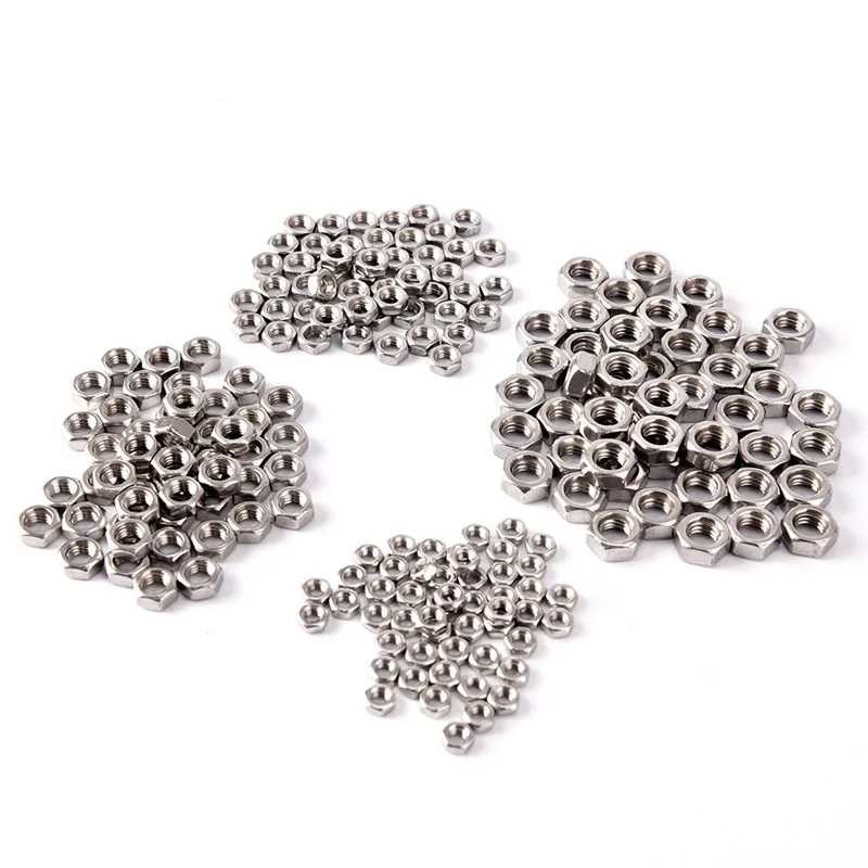 50 шт./лот новые серебряные шестигранные гайки M3/M4/M5/M6 из нержавеющей стали Nylock с