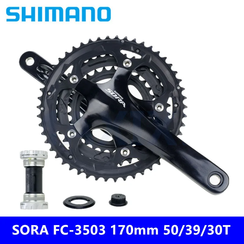 Неиспользованный SHIMANO Сора FC-3503 170 мм 50-39-30T 9-скорость движения/складной велосипед полые одноосевой компрессионная пластина черного цвета