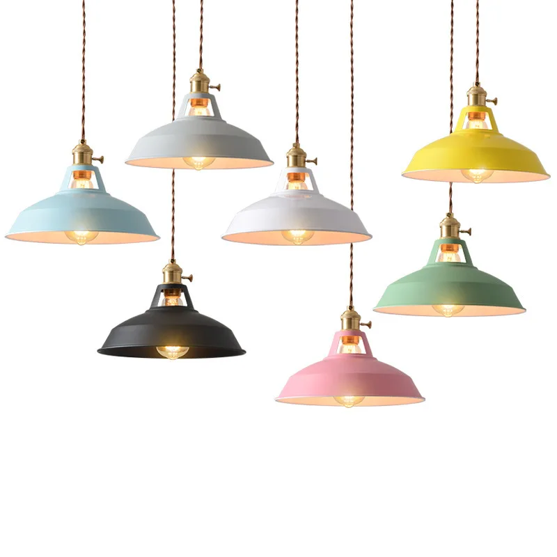 Us 24 67 30 Off Nordic Led Pendant Light Modern Lampshade Metal Iron Suspension Luminaire Hanging Lamp Colorful Vintage Rustic Cafe Bar Dining In