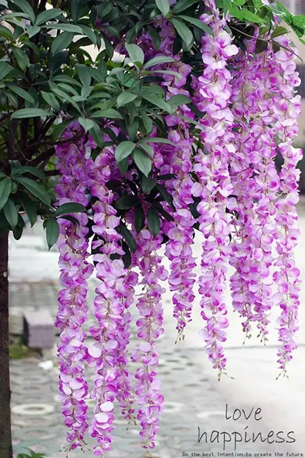 

Free shipping Elegant Artificial Silk Flower Wisteria Vine Rattan DIY Garland For Wedding Centerpieces Decorations Home Ornament