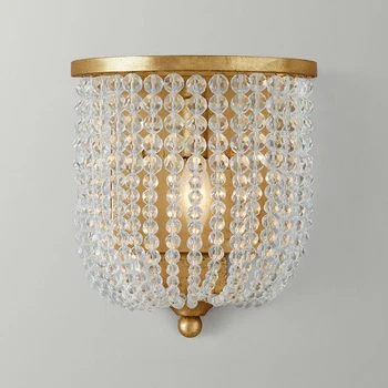 

French crystal wall lamp Princess Room, children's room, gold foil, old lamp, bedroom bedside, Princess wall lamp.