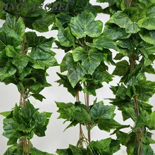 Folhas de vinha de planta artificial 5 peças, 260cm, seda, guirlanda, simulação de flores, rattan, decoração para casamento