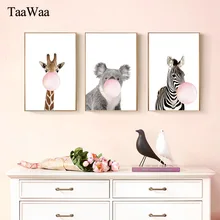 TAAWAA Giraffe Animal Posters and Prints with Balloon Wall Art Canvas Painting Nursery Decorative Picture Nordic Kids Decoration