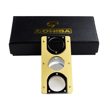 

COHIBA New Style Stainless Steel Dual Blades Cigar Cutter Light and Fashion Cigar Cutter /Scissors, with Gift Box