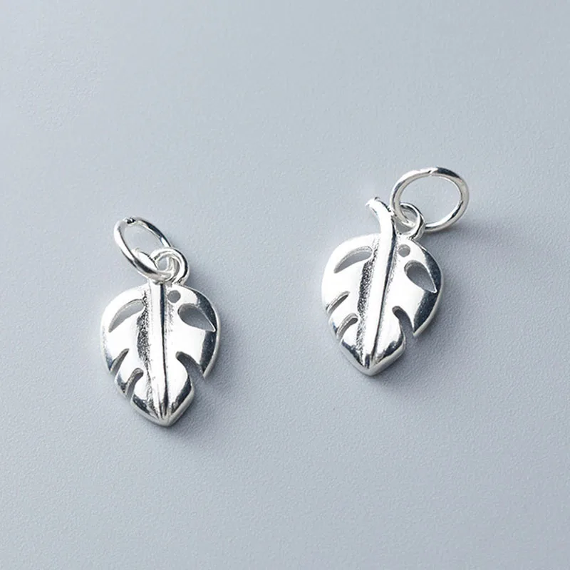 

Hollow Out Craftwork Leaf Charms 13mm 925 Sterling Silver Fine Small Dangle Pendants DIY Women Men Jewelry Findings For Birthday
