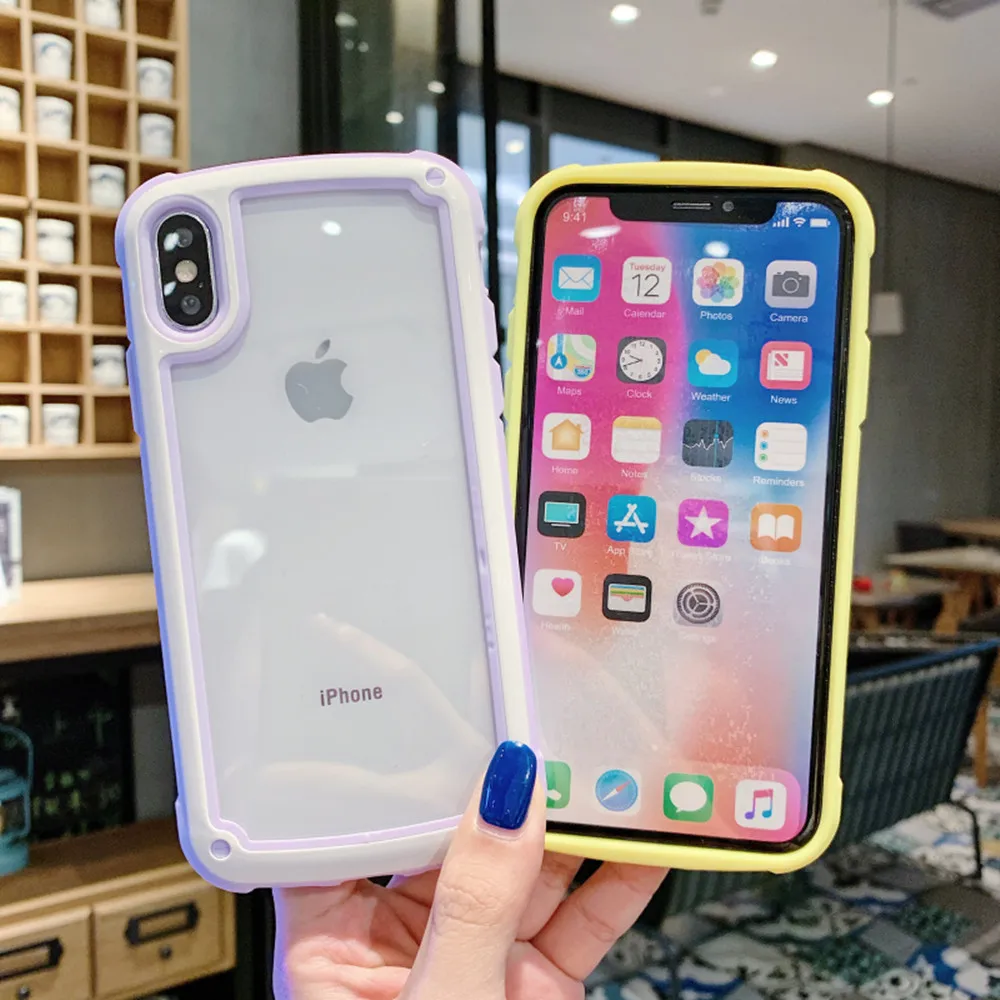 Прозрачный силиконовый чехол для iPhone 11 Pro Max XS MAX XR 8 7 6s 6Plus Роскошная Противоударная подушка безопасности прозрачная задняя крышка из ТПУ ярких цветов