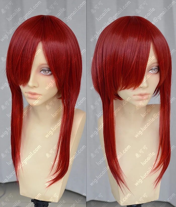 Cap Fairy Tail Erza Scarlet 2Ponytail Anime Costume Cosplay Wig Track Number