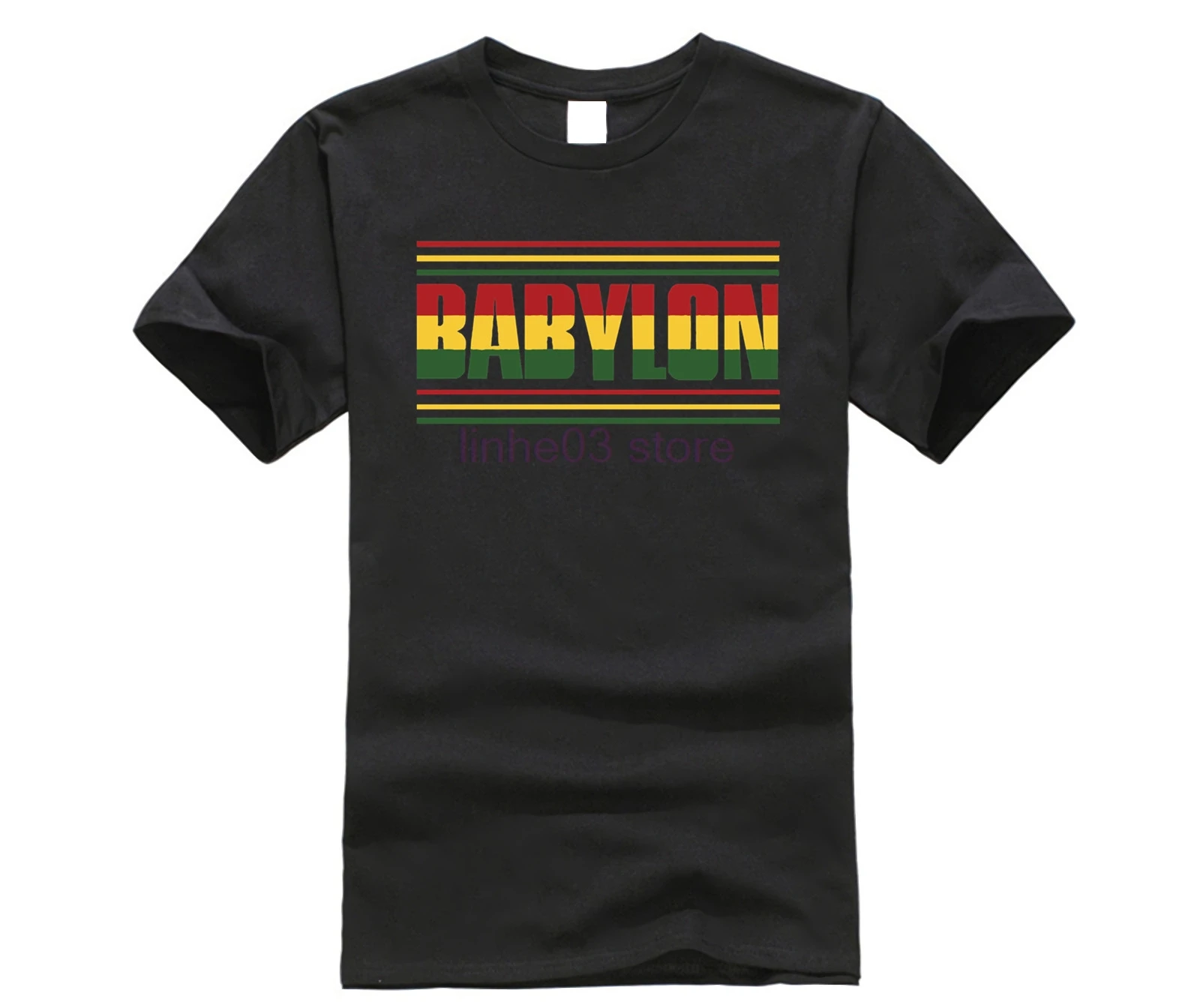 

Babylon Rasta Reggae Male T Shirt Printed Customized Comfortable Tops Men Short Sleeve O Neck Tee Dad Latest Simple Clothing