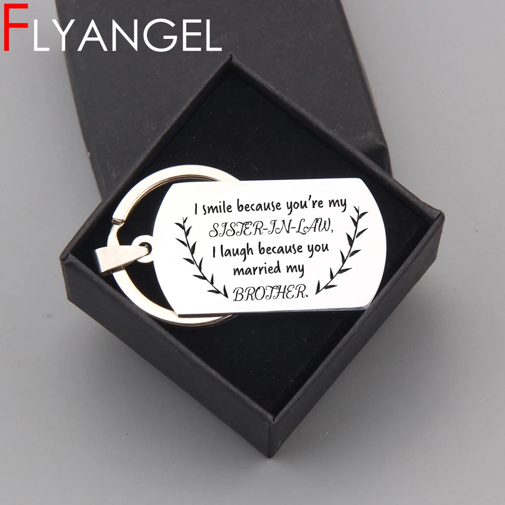 

New Creative Keychain Engraved I Simle Because You're My Sister Brother Cute Car Key Tag Gifts For Best Friend Sister Brother