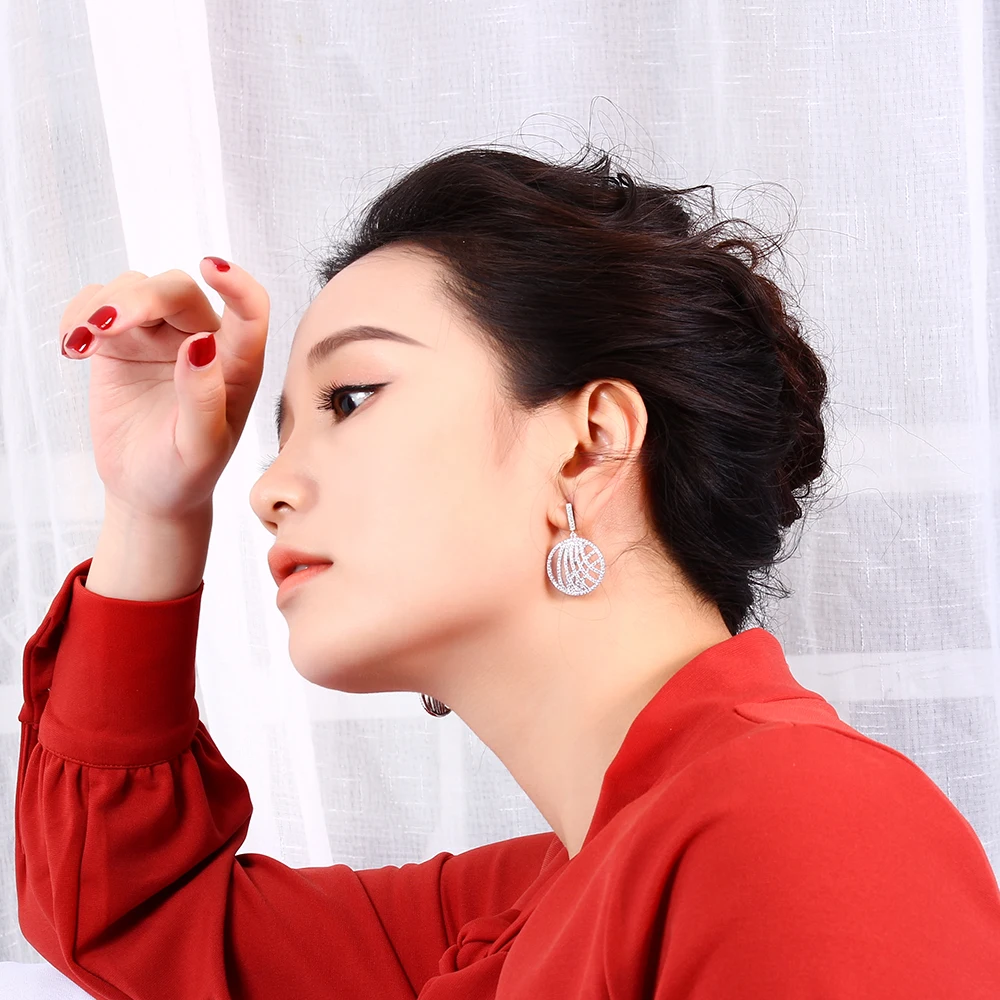 Dangling fashion drop earrings for women online shopping Sporty brincos with top grade crystal fashion jewelry for statement