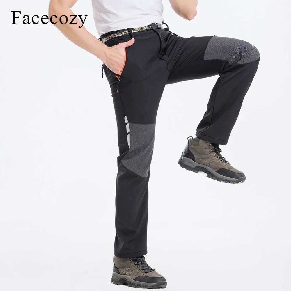 Facecozy Мужские Зимние флисовые водонепроницаемые походные брюки для альпинизма