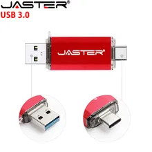 JASTER USB 3,0 type-C OTG USB флешка 64 ГБ 32 ГБ 16 ГБ ручка-накопитель смартфон память Мини USB флешка type-C 3,1 двойной разъем