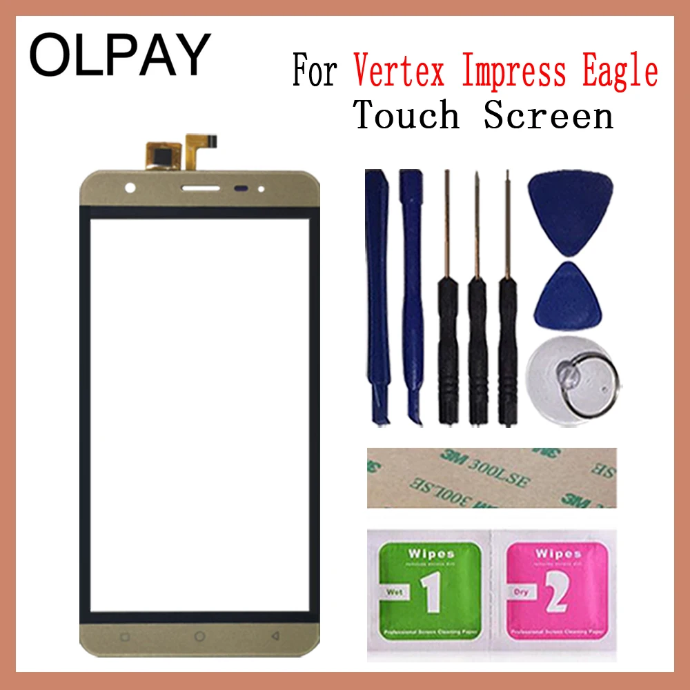 OLPAY 5,0 ''Новинка для Vertex Impress Eagle 3g сенсорный экран стекло дигитайзер панель объектив сенсор Бесплатный клей и салфетки - Цвет: Glod With Tools