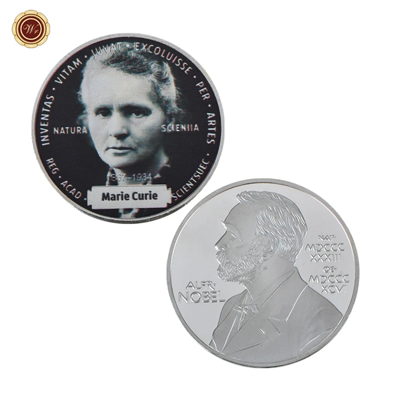 WR Nobel Prize Jacobus henrics van't Hoff серебряные коллекционные монеты химик посеребренный металл монета для коллекции - Цвет: Mary Curie