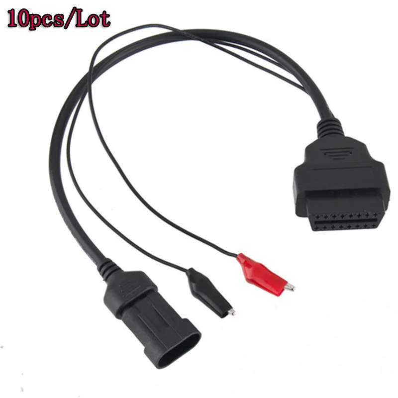 

10pcs/lot Alfa Lancia 3 Pin to 16 Pin OBDII OBD2 connector Adapter Auto Car Cable OBD for fiat 3pin Diagnostic Cable