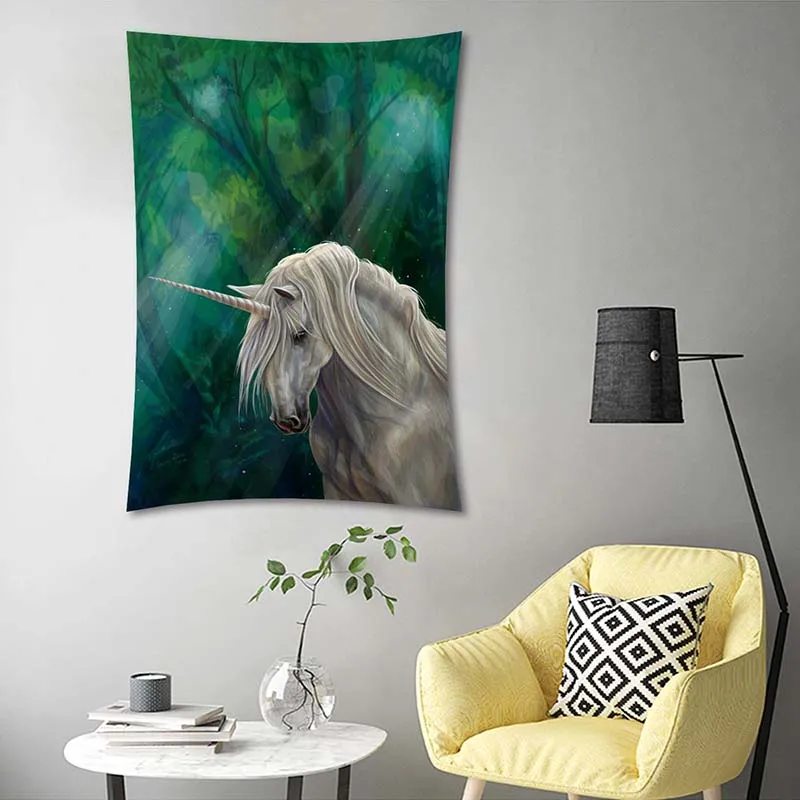 Psychedelic forest Wall Hanging tapestry unicorn Home Decoration 100